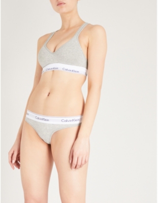 Shop Calvin Klein Women's Grey Heather Modern Stretch-cotton Thong