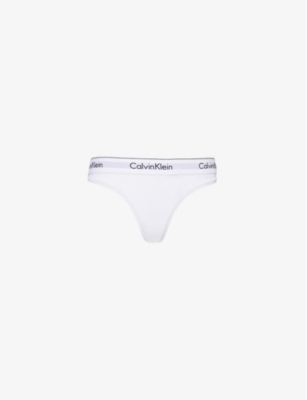 CALVIN KLEIN CALVIN KLEIN WOMEN'S WHITE MODERN STRETCH-COTTON THONG,96046418