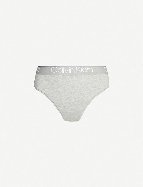 CALVIN KLEIN: Logo-print stretch-cotton thong