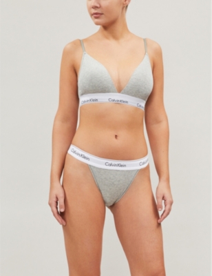 Calvin Klein Modern Cotton Cotton-jersey Thong In 020 Grey