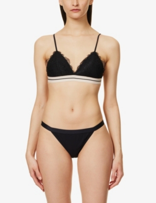 Shop Love Stories Darling Stretch-lace And Stretch-jersey Soft-cup Bra In Black