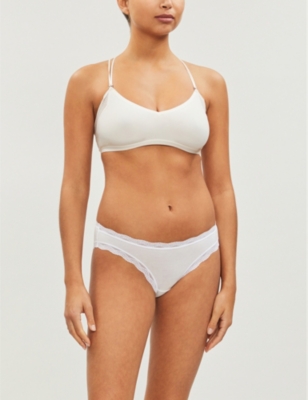 Stripe & Stare Pack Of Four Lace Stretch-jersey Briefs In Basics (white, Black And Pink)