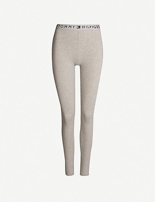 TOMMY HILFIGER: Branded-embroidery cotton-blend jersey leggings