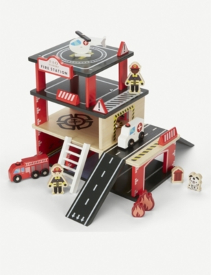 wooden fire station toy