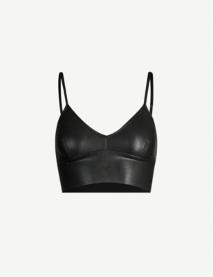 leather black bralette