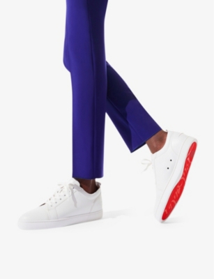 Shop Christian Louboutin Mens White Louis Junior Leather Trainers