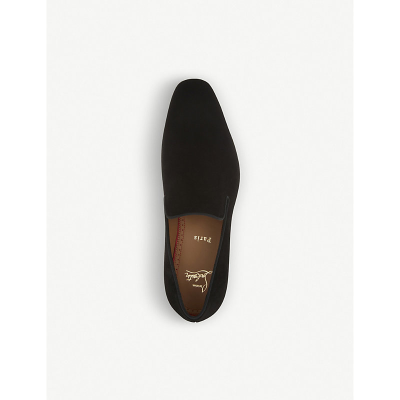 Shop Christian Louboutin Dandelion Flat Veau Velour Loafers In Black