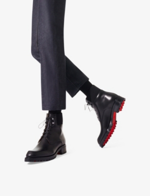 Christian Louboutin Black Calfskin Trapman 20 Crosta Wax Boots In Black