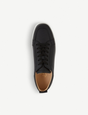 Shop Christian Louboutin Men's Black Rantulow Leather Trainers