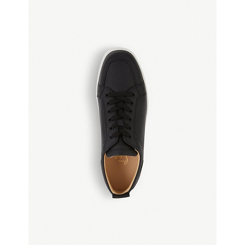 Shop Christian Louboutin Rantulow Leather Trainers In Black