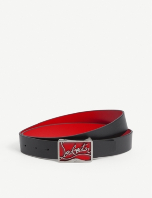 CHRISTIAN LOUBOUTIN: Ricky logo-buckle leather belt