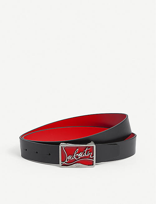 CHRISTIAN LOUBOUTIN: Ricky logo-buckle leather belt