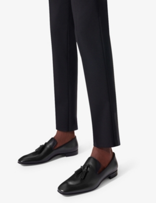 CHRISTIAN LOUBOUTIN MENS BLACK DANDELION TASSEL LEATHER LOAFERS EUR 40 / 6 UK