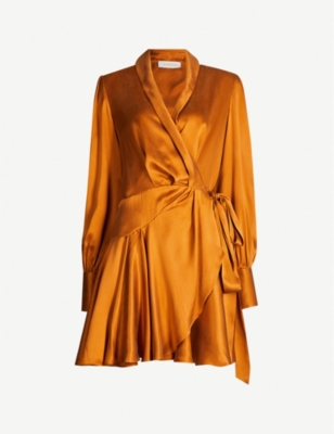 zimmermann silk wrap mini dress