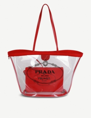 prada floral nylon tote bag