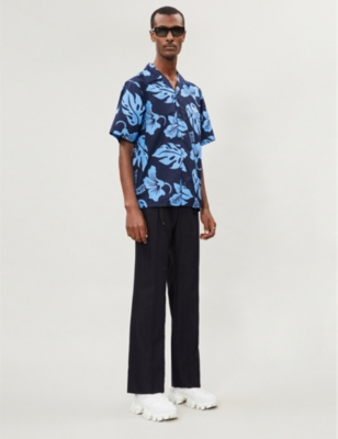 Prada PRADA hibiscus floral print bowling shirt