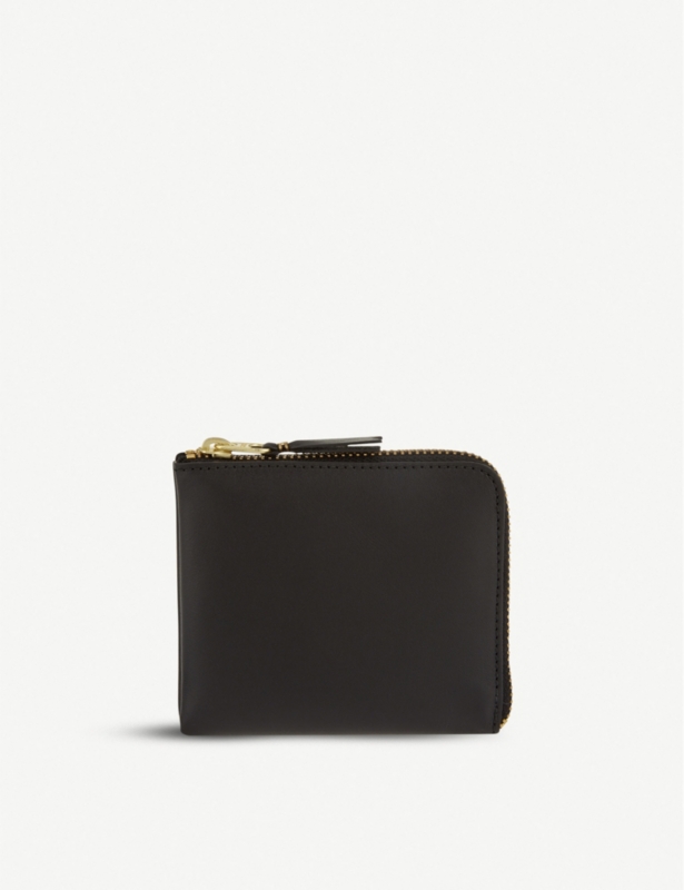 Leather half-zip wallet