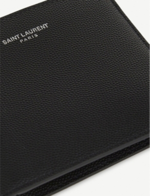 Shop Saint Laurent Mens Branded Leather Billfold Wallet Black