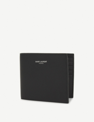 Saint Laurent Mens Black Branded Leather Billfold Wallet