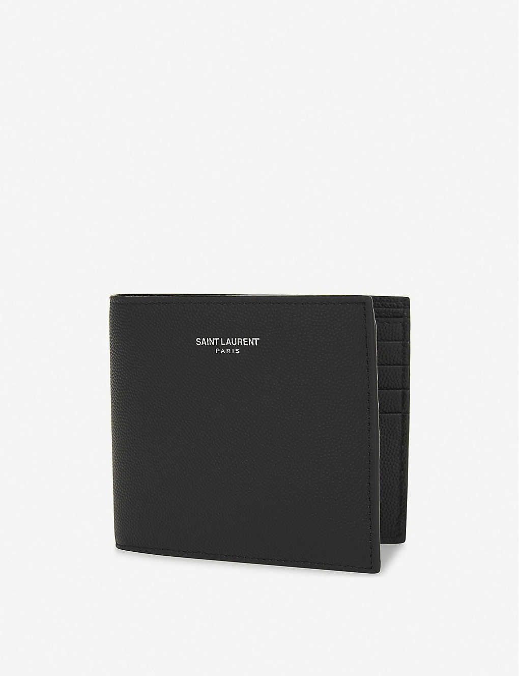 Saint Laurent Mens Black Branded Leather Billfold Wallet