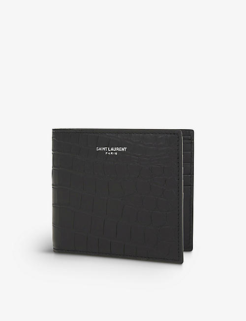 SAINT LAURENT: Branded crocodile-embossed leather wallet