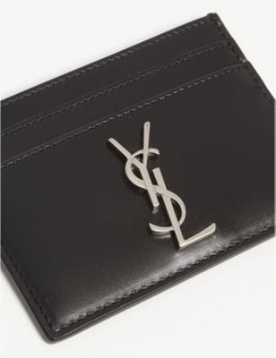 Shop Saint Laurent Black Monogram Leather Card Holder
