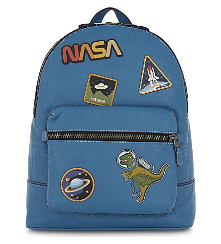 COACH Nasa Space Leather Backpack in Blue | ModeSens