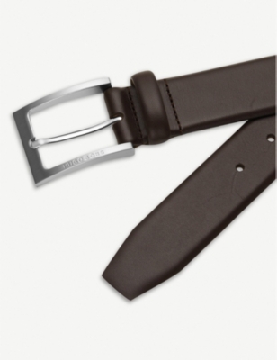 Shop Hugo Boss Boss Men's Dark Brown Barnabie Leather Belt