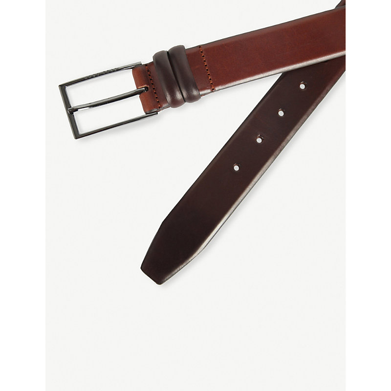 Shop Hugo Boss Boss Men's Med Brown Brushed Leather Belt