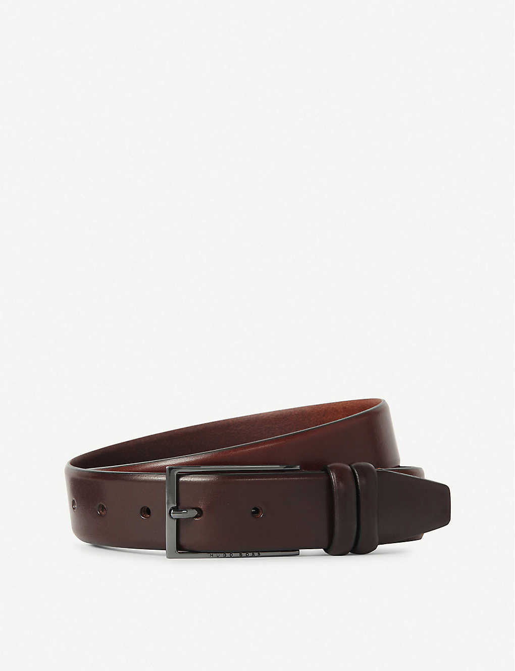 Hugo Boss Celie Leather Belt In Med Brown