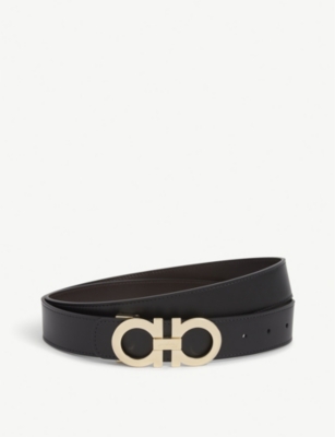 FERRAGAMO: Logo-buckle reversible leather belt