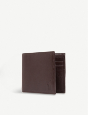 POLO RALPH LAUREN - Pony-embossed pebbled leather billfold wallet ...