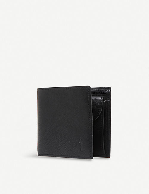 POLO RALPH LAUREN: Pony-embossed pebbled leather coin wallet
