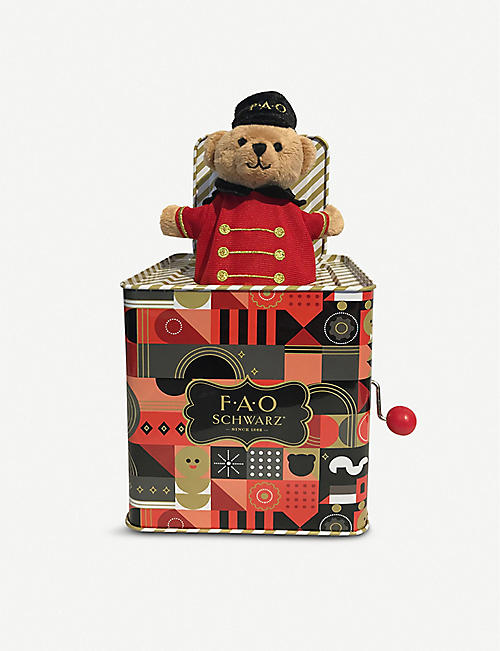 FAO SCHWARZ: Teddy Bear jack-in-the-box 12.7cm