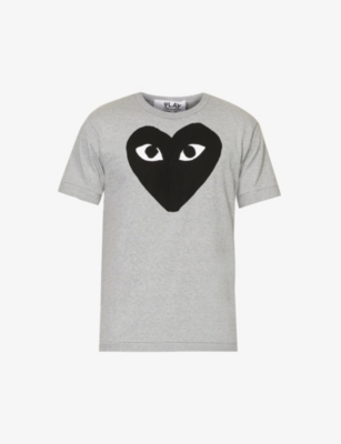 COMME DES GARCONS PLAY Heart embroidered cotton jersey T shirt Selfridges