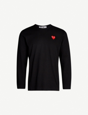 COMME DES GARCONS PLAY: Heart-appliquéd cotton top