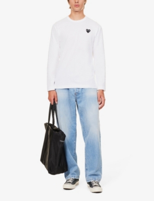 COMME DES GARCONS PLAY: Heart-appliquéd cotton-jersey T-shirt