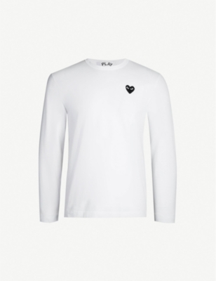 COMME DES GARCONS PLAY: Heart-appliquéd cotton-jersey T-shirt