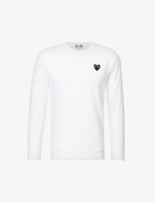 COMME DES GARCONS PLAY Heart appliqued cotton jersey T shirt Selfridges