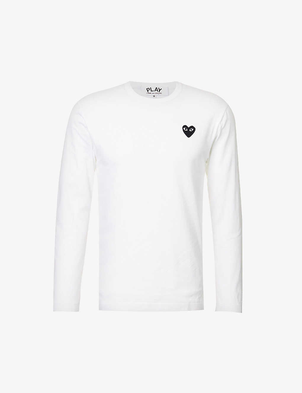 Comme De Garcon Play Comme Des Garcons Play Mens White Heart-appliquéd Cotton-jersey T-shirt