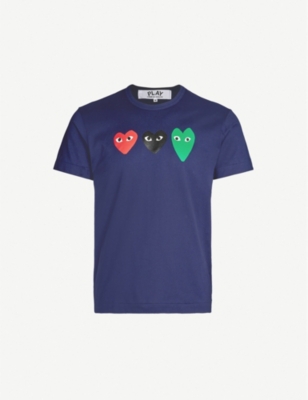 comme des garcons t shirt blue heart