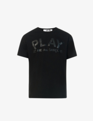 Comme Des Garçons Play Reverse Logo-print Cotton-jersey T-shirt In Black
