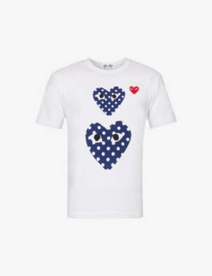 Shop Comme Des Garçons Play Comme Des Garcons Play Men's White Heart-print Cotton-jersey T-shirt