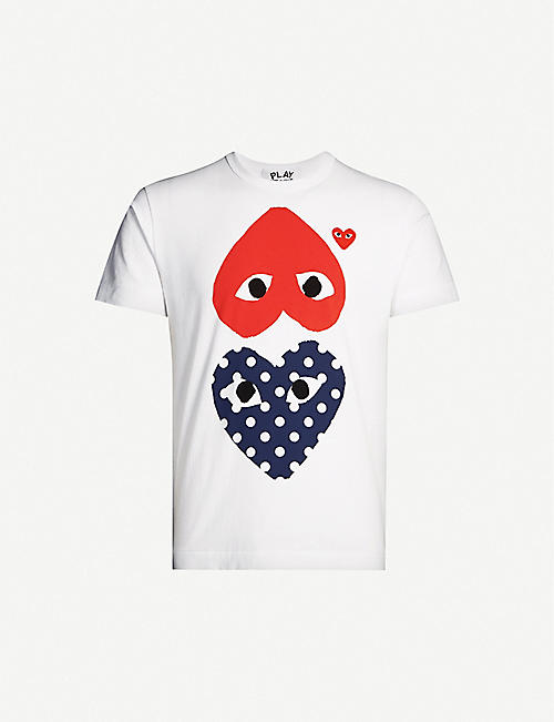 COMME DES GARCONS PLAY: Heart-print cotton-jersey T-shirt