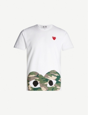 COMME DES GARCONS PLAY: Heart-print cotton-jersey T-shirt