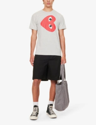 black play comme des garons t-shirt with blue eyes