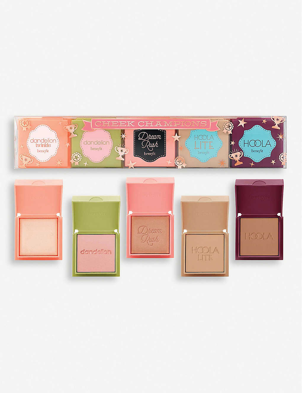 BENEFIT CHEEK CHAMPIONS SET OF FIVE MINI BRONZERS AND BLUSHES