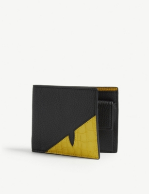en sælger sammenholdt skrot Fendi Bug-kun Eye Leather Wallet In Black Yellow | ModeSens