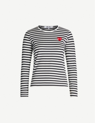 COMME DES GARCONS PLAY: Heart-appliqué cotton-jersey top