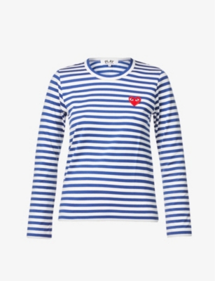 COMME DES GARCONS PLAY - Heart-appliqué cotton-jersey top | Selfridges.com